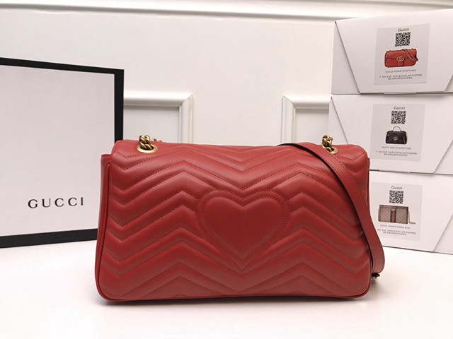 Gucci經典款女包 443496 古馳GG Marmont系列 Gucci中號肩背斜挎鏈條包  gqy3644